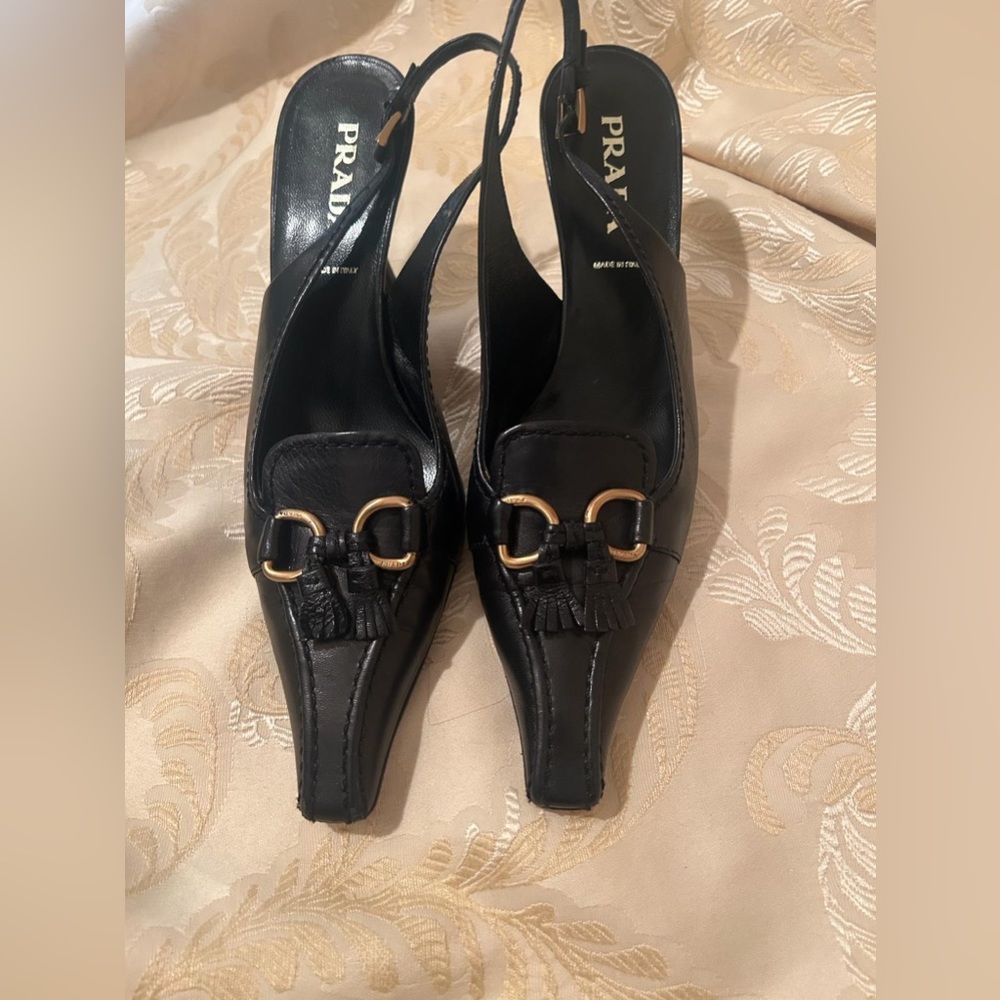 Prada black sling back size 37